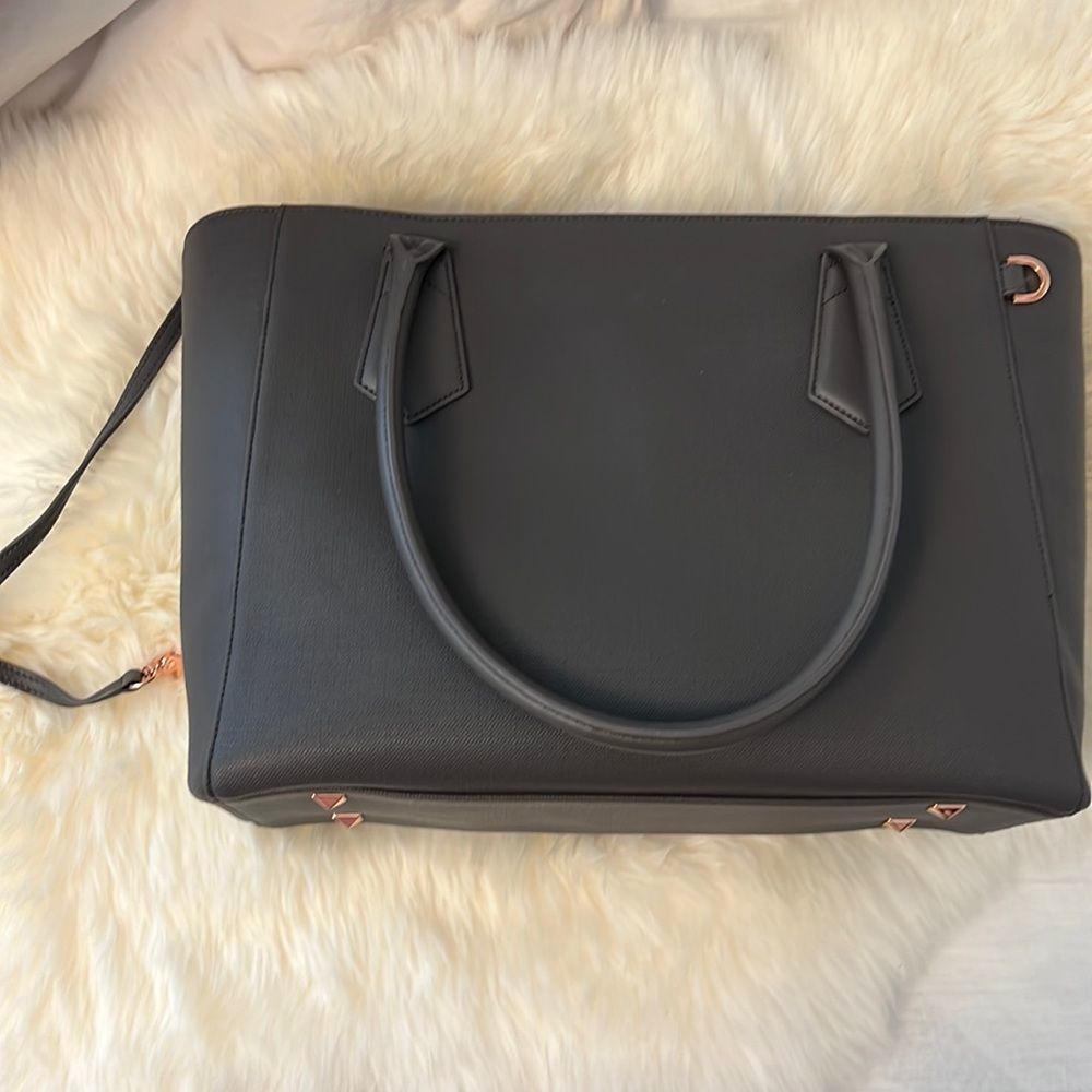 Dagne Dover Signature Classic Coated Canvas Tote Graphite